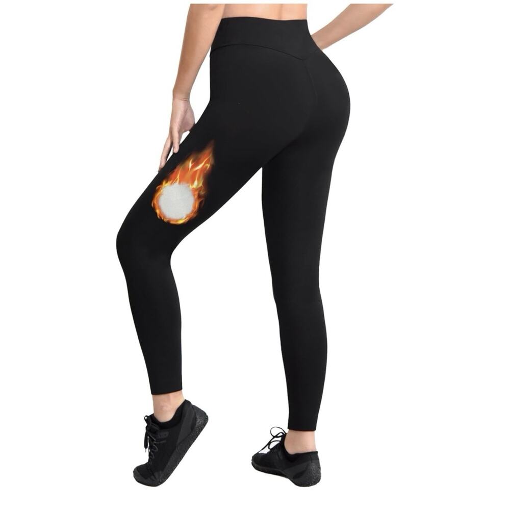 Women’s Warm Leggings Winter Fleece Lined Windproof Full Length Legging Black XL